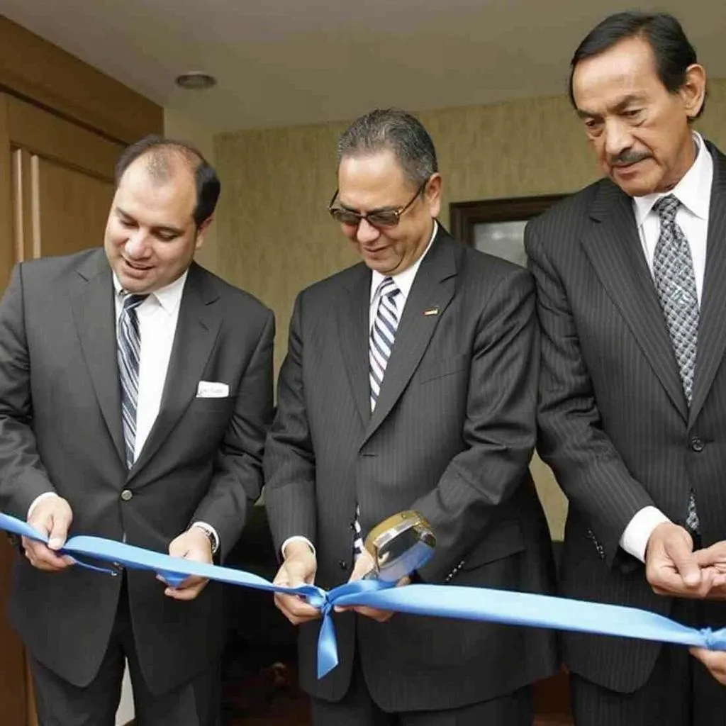 Fundadores de FinanColombia en la inauguración de la primera oficina