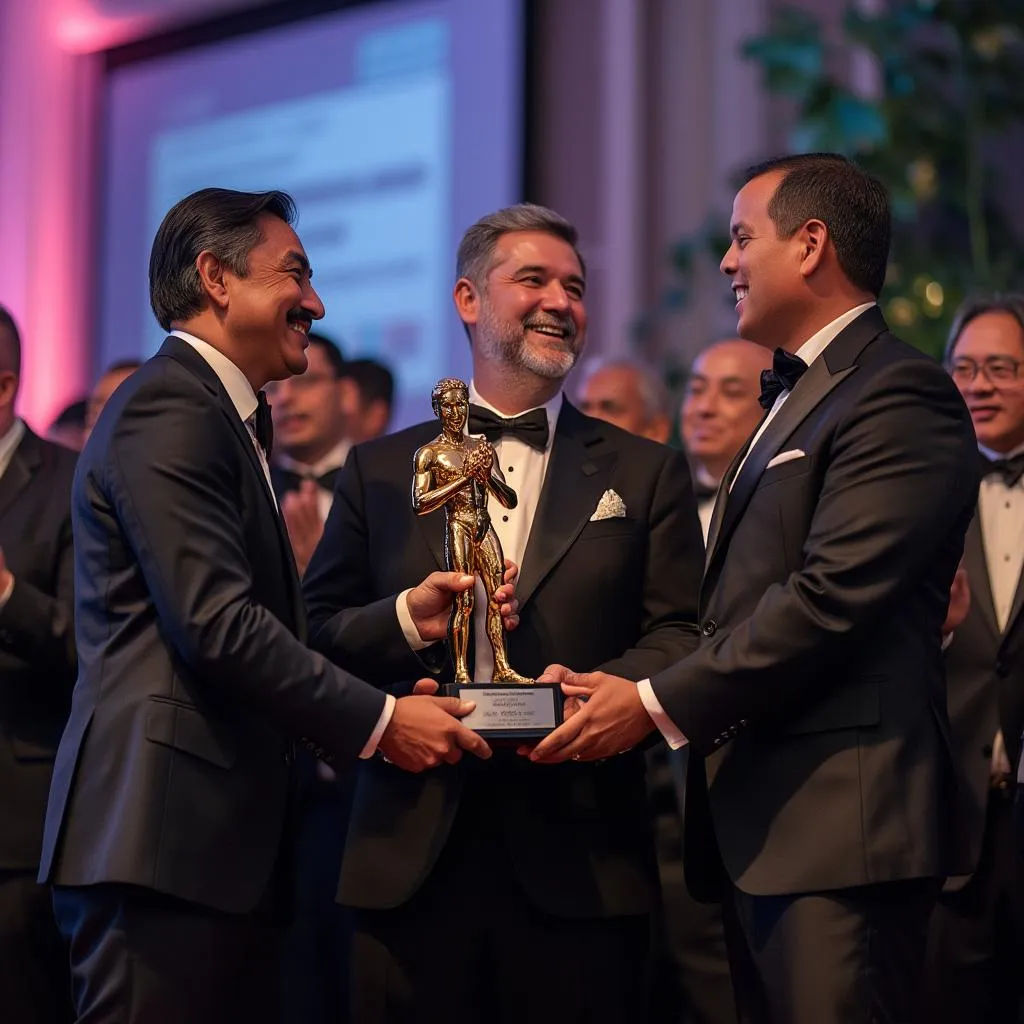 Equipo de FinanColombia recibiendo premio a la innovación financiera
