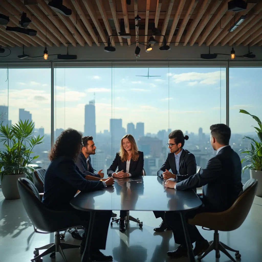 Equipo de consultores financieros profesionales en oficina moderna en Bogotá
