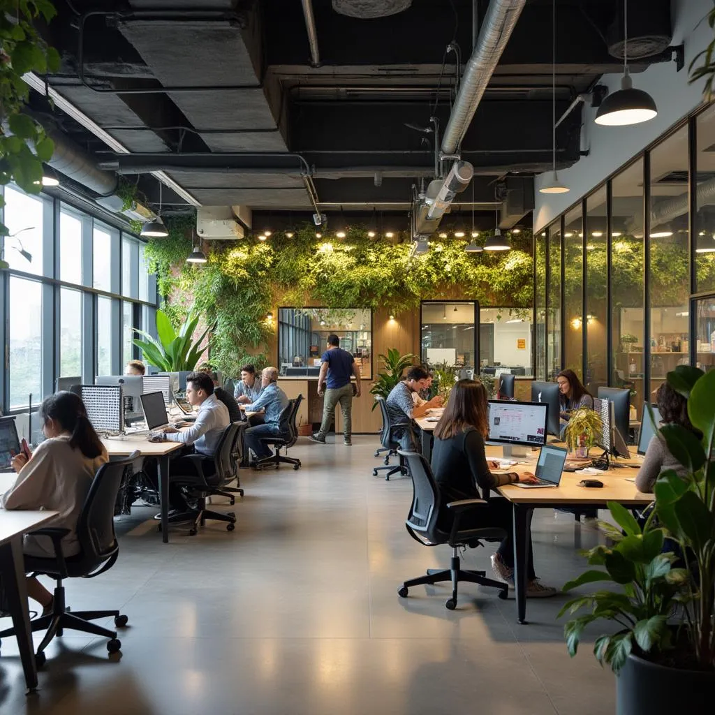 Oficinas modernas de empresa tecnológica en expansión